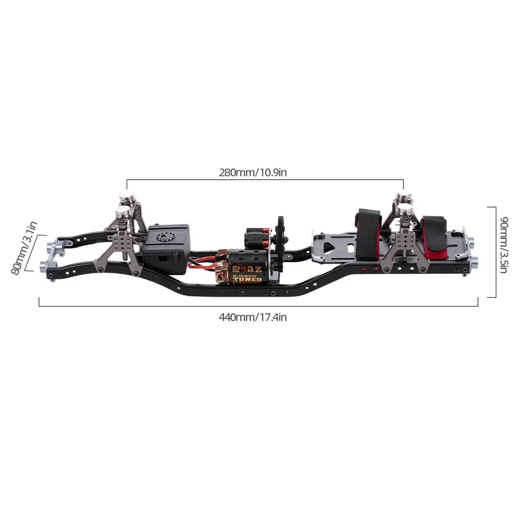 คานโครงรถกรอบคาร์บอนไฟเบอร์ mobil RC มีมอเตอร์540สำหรับรถปีนเขา SCX10ตามแนวแกนบังคับวิทยุ