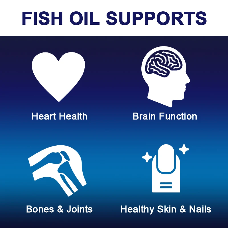 Alliwise Omega 3 Fish Oil Capsules Rich In DHA EPA For Anti-aging Skin Protects Eyes Heart Brain Health Support Immune System