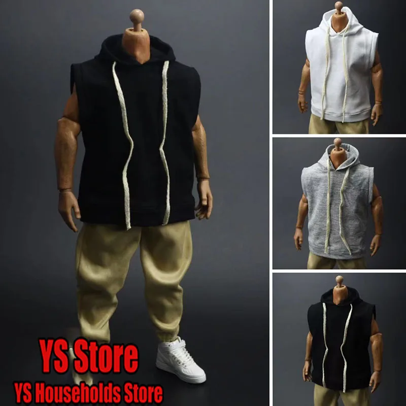 

3 цвета, 1/6, жилет без рукавов с капюшоном «Человек-солдат», бандажный дизайн, верхняя одежда, аксессуар, подходит для экшн-фигурки 12 дюймов, коллекция для хобби