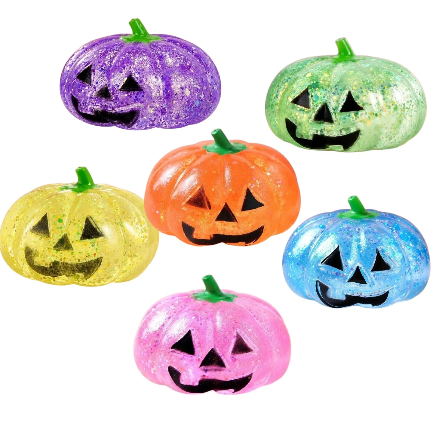 Halloween-Kürbiskopf-Maltose-Squishy mit Glitzerfüllung – Stressabbau-Quetschfigur, Weihnachtsgeschenk, Schreibtisch-Deko für Innenbereiche