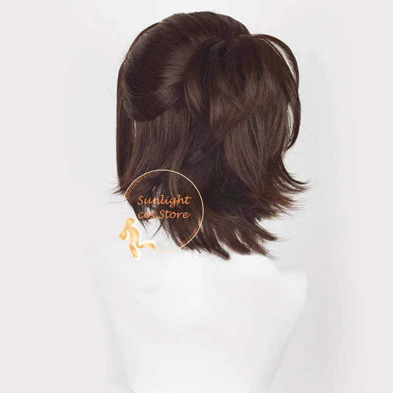 Anime Hange Zoe Cosplay Wig 35cm Dark Brown With Ponytail Clip Wigs Hange Zoe Cosplay Glasses Prop Heat Resistant Synthetic Hair