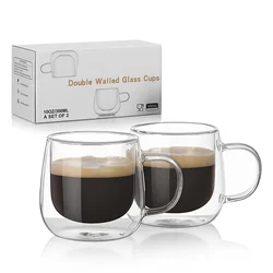 Heat-Resistant Double Wall Glass Cup Beer Coffee Cup Set Handmade Beer Tumbler Mug Tea Whiskey Mugs Transparent Drinkware