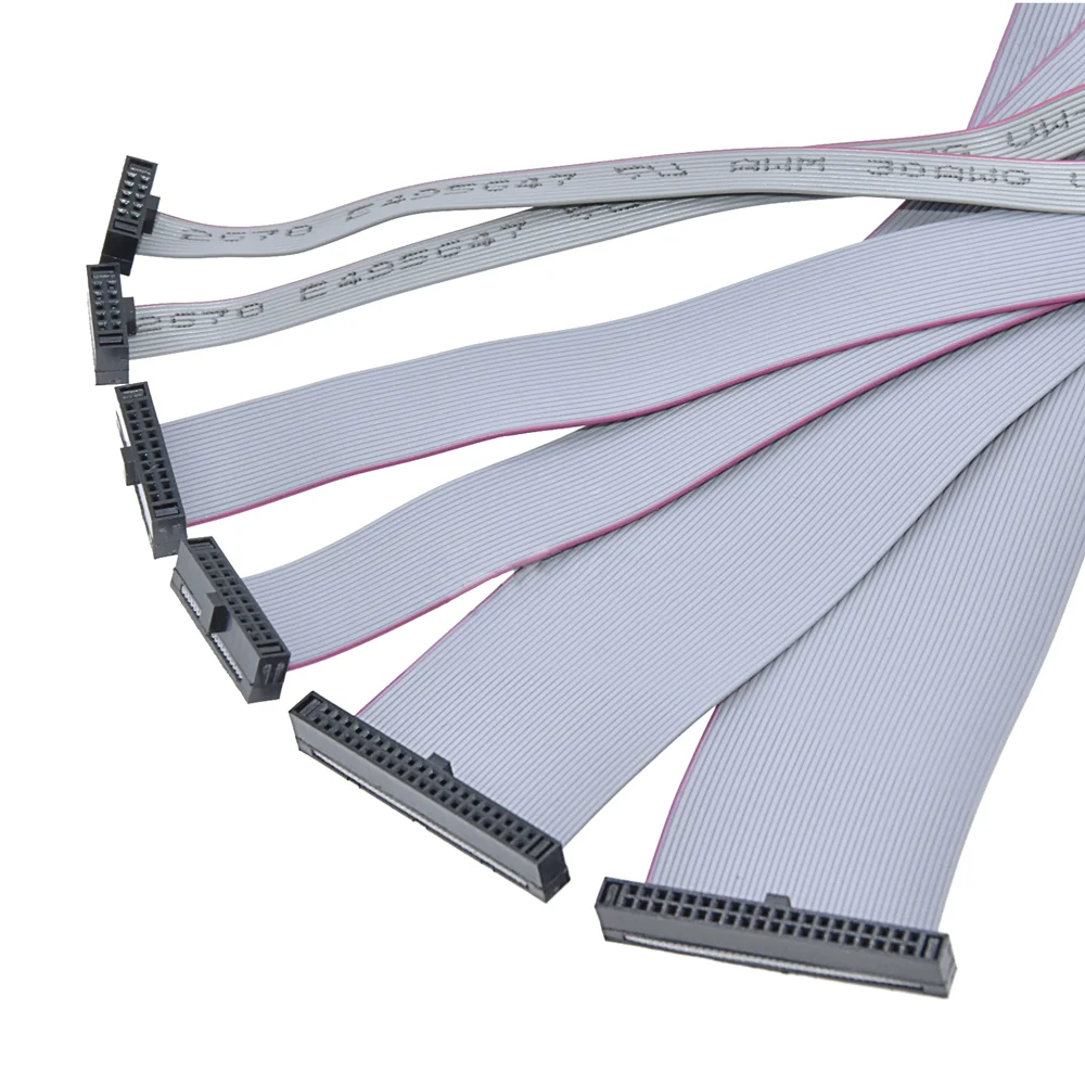 Gray Ribbon JTAG Cable 10/20/30/50cm/1m FC1.27mm 0.635 Spacing IDC Dual Head Same Direction Download 6P/20P/40P-64P