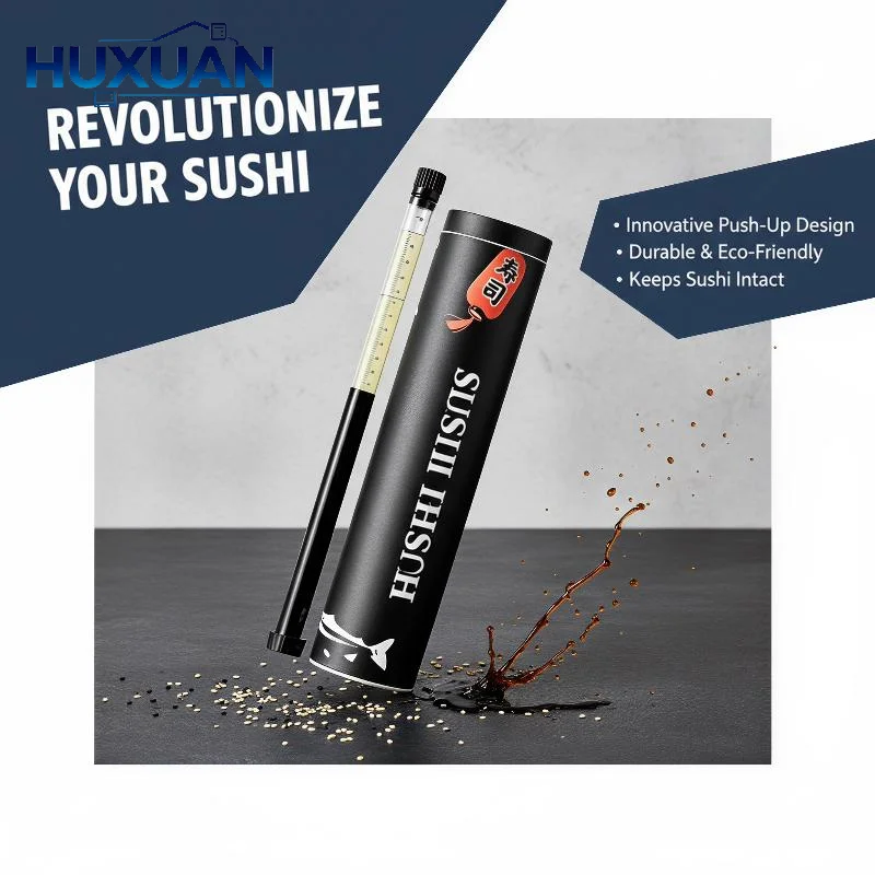 Round Sushi Push Box With Sauce Straw Food Grade Paper Tube Push Up Container Sushi DIY Packaging Tools