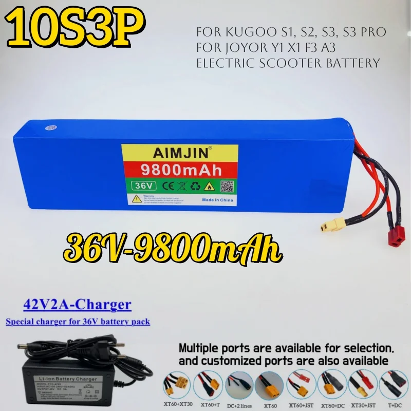 10S3P 36V 9.8Ah 18650 بطارية ليثيوم قابلة للشحن مع BMS KugooS1، S2، S3/S3 Pro