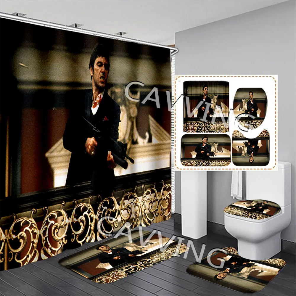 Scarface  3D Printed  Shower Curtains Waterproof Bathroom Curtain Anti-slip Bath Mat Set Toilet Rugs Carpets   F03