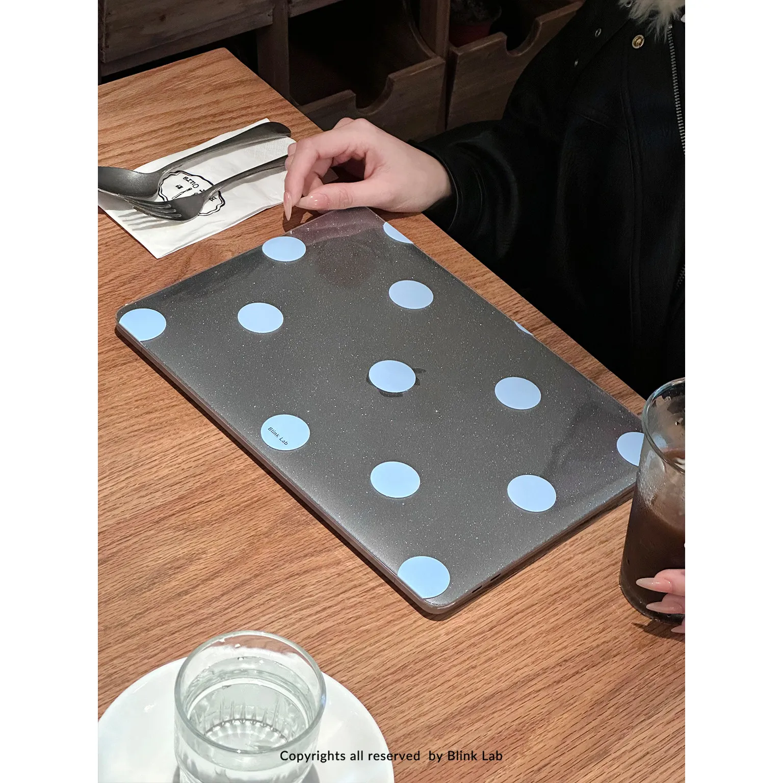 Simple Blue Polka Dots Glitter Laptop Case For Macbook Air 13.6 M4 NEO 15 M3 Hard Cover For Mac Book Pro 13 M1M2 14 M4 M5 16