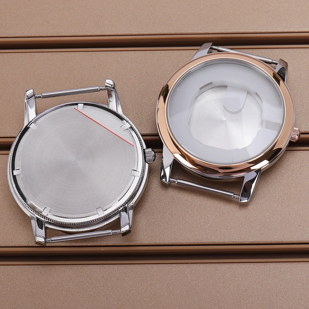 فضي/فضي الذهب 43.3 مللي متر غواص مصقول ساعة حافظة 316L أجزاء الصلب لحركات 1L45/GM10 36 مللي متر-36.5 مللي متر ساعة مزدوجة اكسسوارات #5