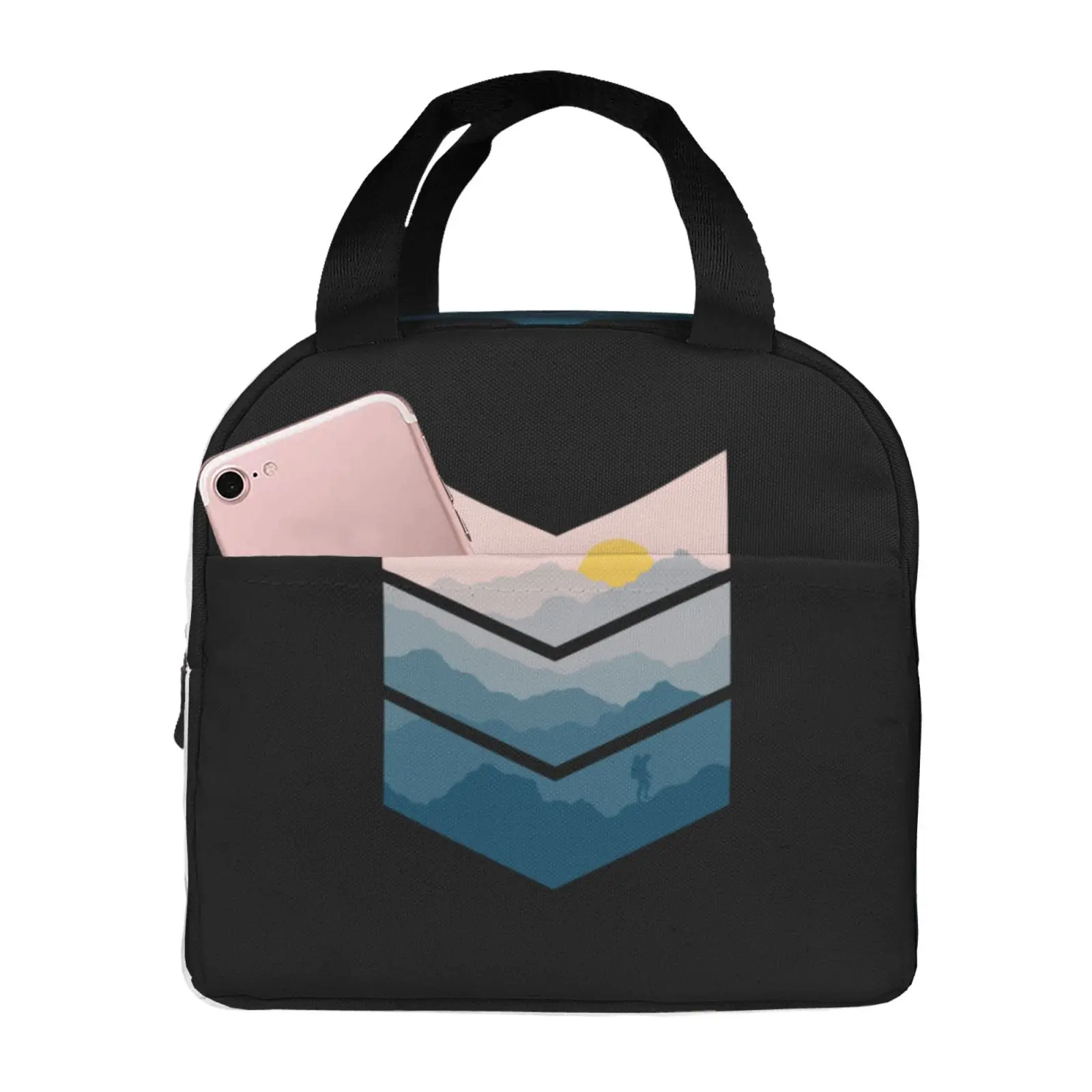 Nature Hiking Print Lunch Bag Women Portable Cooler Thermal Insulated Lunch Box for Kids School Multifunction Food Bento Box