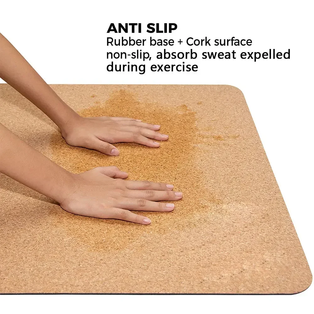 Extra Large Non-Toxic Premium Rubber Backing Natural Sustainable Resists Germs Odor Eco Friendly Custom Thick Cork Yoga Mats