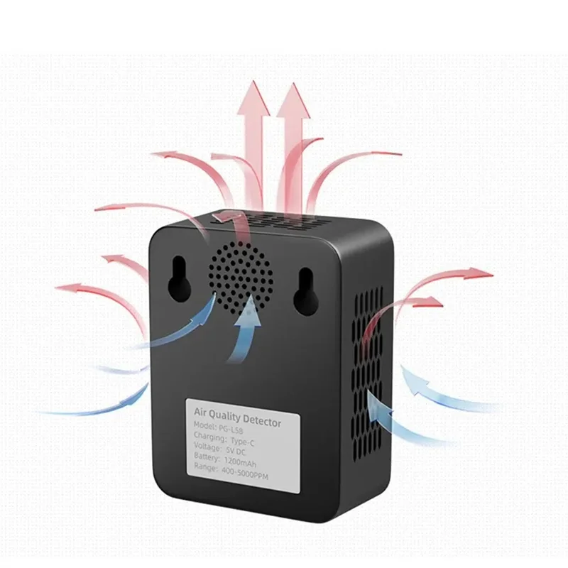 AEE7-5-In-1 Monitor de qualidade do ar níveis de temperatura e umidade com display LCD Sensor de qualidade do ar interno para casa