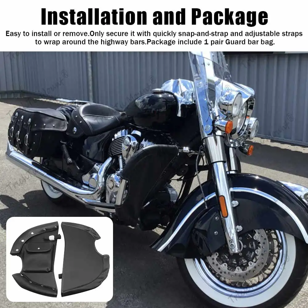 Motorcycle Black Highway Crash Bar Soft Lowers Leg Warmer Bag Wind Protector Bags Fit For Indian Chieftain 2014-2025