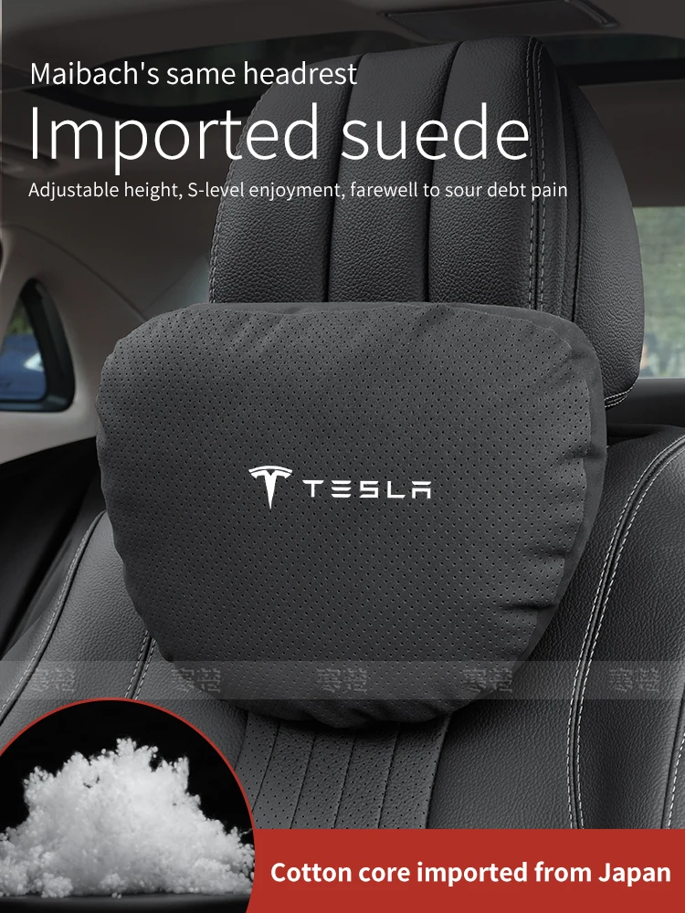 Auto Kopfstütze Nackenstütze Sitz Lendenkissen Atmungsaktives weiches Nackenkissen Taillenpolster für Tesla Model 3, Modell Y Modell S Modell X