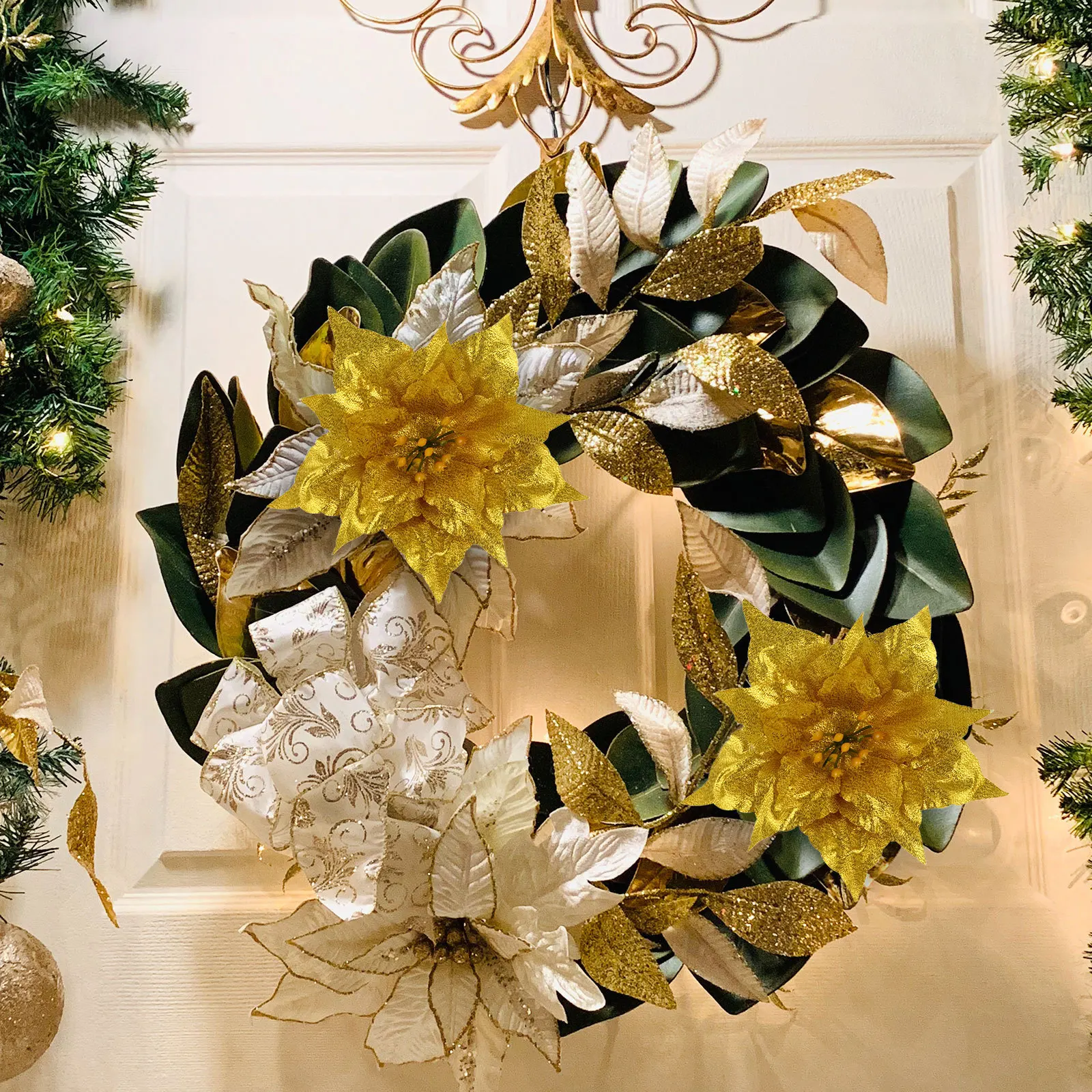 

7 Pcs Artificial Flower Ornament Blue Ornaments Wreath Navy Christmas Decor Outdoor Wreaths Garland Decorations