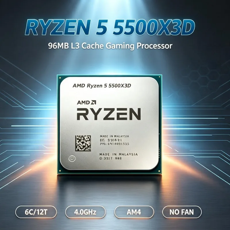 Ryzen 5 5500X3D Socket AM4 Upgrade Gaming CPU Support DDR4 RAM 6 Core 12 Thread 3GHz 7NM Tray Processor Without Fan