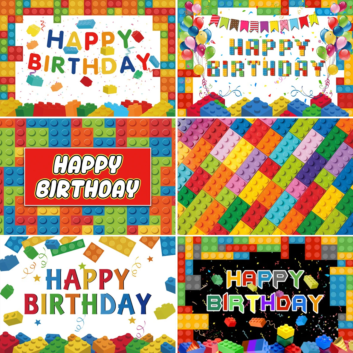 

Children Birthday Party Colorful Blocks Photo Background Portrait Customize Photography Poster Room Decor Family Backdrop Banner