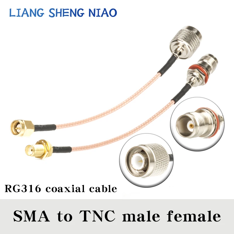 RG316 Cable TNC Female Jack Nut Bulkhead to SMA Male Plug Connector RF Coaxial Jumper Pigtail Straight SMA to TNC to SMA cable