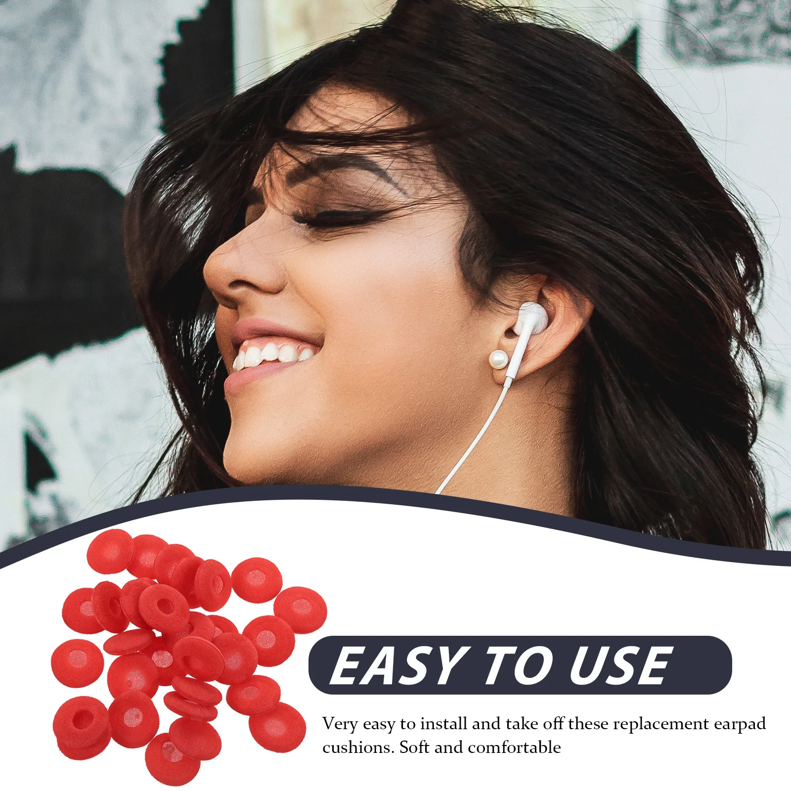 

50Pcs Earphone Sponge Pads High Quality Replacement Ear Tips with Sound Transmission Comfort Fit Earpad Covers for All Day Use