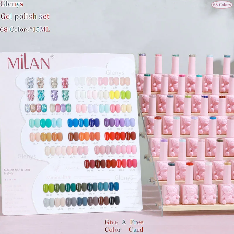 Glenys 68 Color Cat Eye Nail Polish Glue Is Popular This Season, Semi Permanent Immersion Gel With Color Card Nail Art Varnish