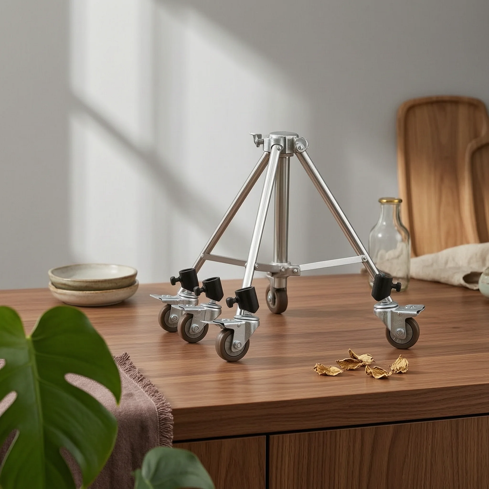 3 Pieces Studio Stand Caster Metal Light Stand Wheel with Brake Casters 360° Rotation Hardware Smooth Rolling for Photographers
