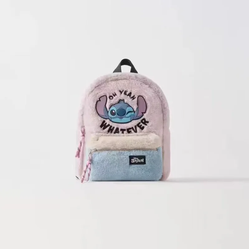 Disney autumn and winter Stitch cute plush student schoolbag cartoon contrasting color simple lightweight large capacitybackpack