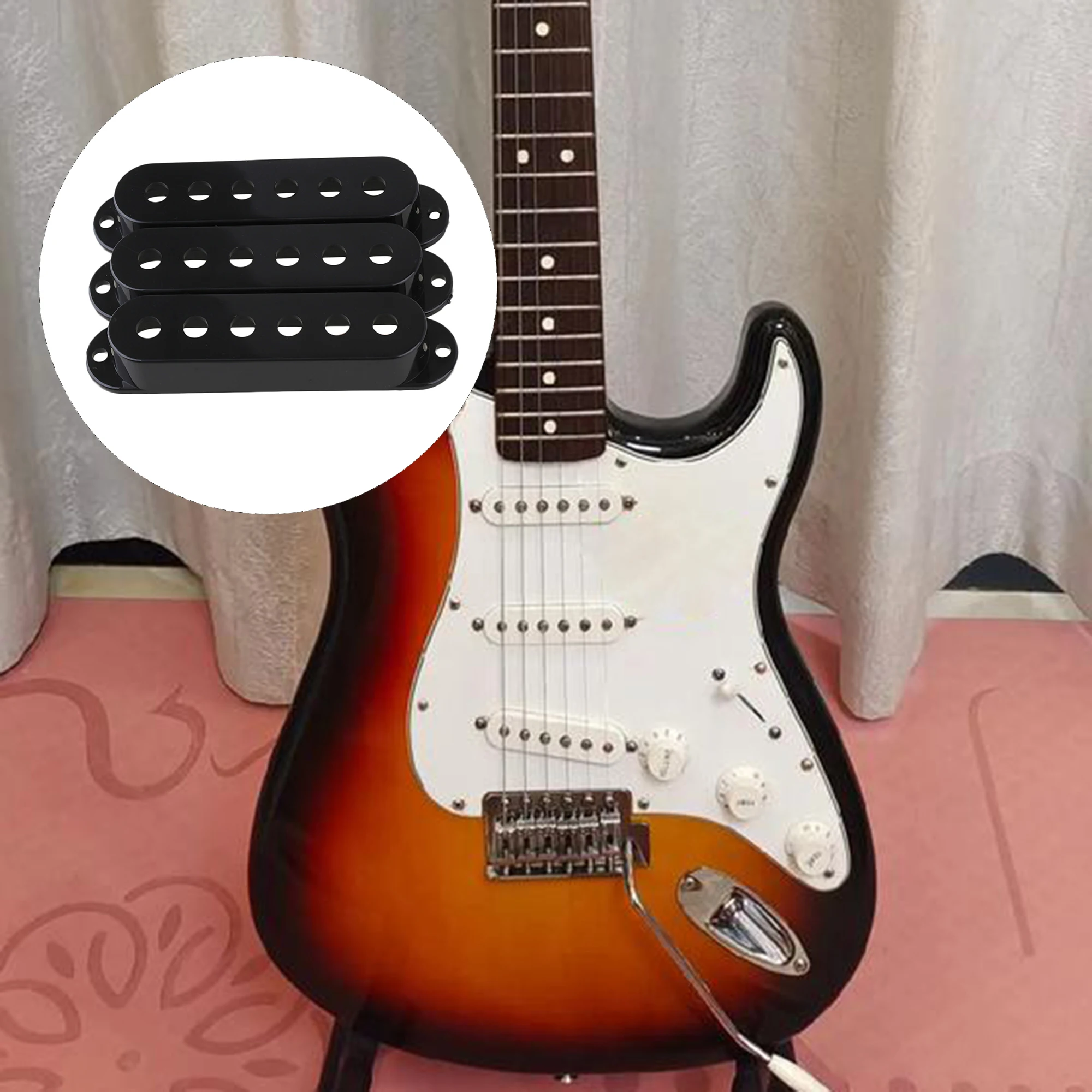 

Yibuy 3 x SINGLE COIL PICKUP COVERS FOR GUITAR BLACK
