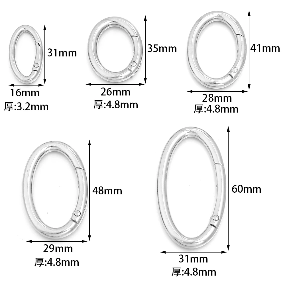 4pcs Zinc Alloy Oval Ring Spring Clasps For DIY Keyring Openable Carabiner Keychain Bag Clips Hook Dog Chain Buckles Connector