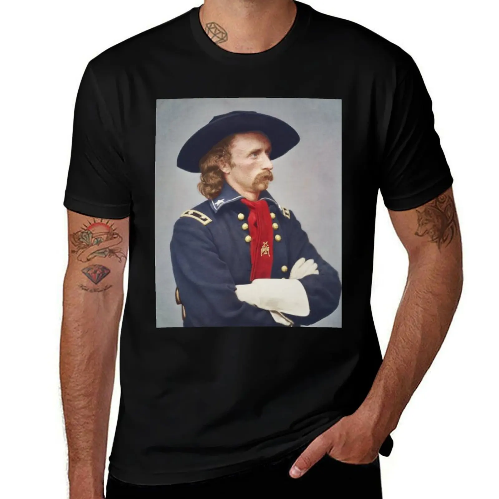General Custer T-Shirt Basic Plain Short Sleeve Crew Neck Tee T-Shirt