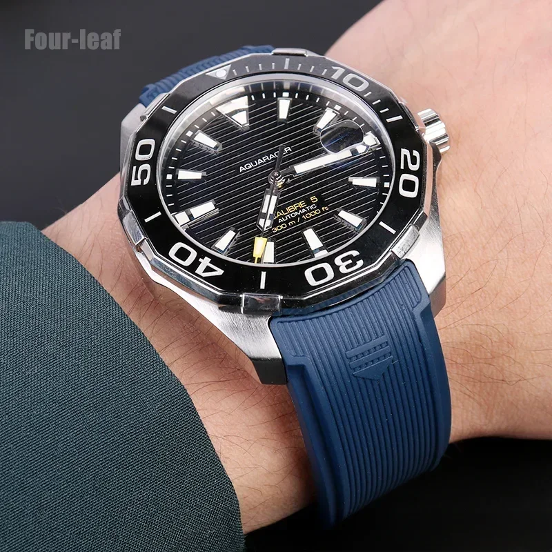Silicone Strap for TAG Heuer WAY201 Jingqian 300/500 Waterproof Sweat-proof Men\'s Watch Carrera Rubber Strap Accessories 22mm