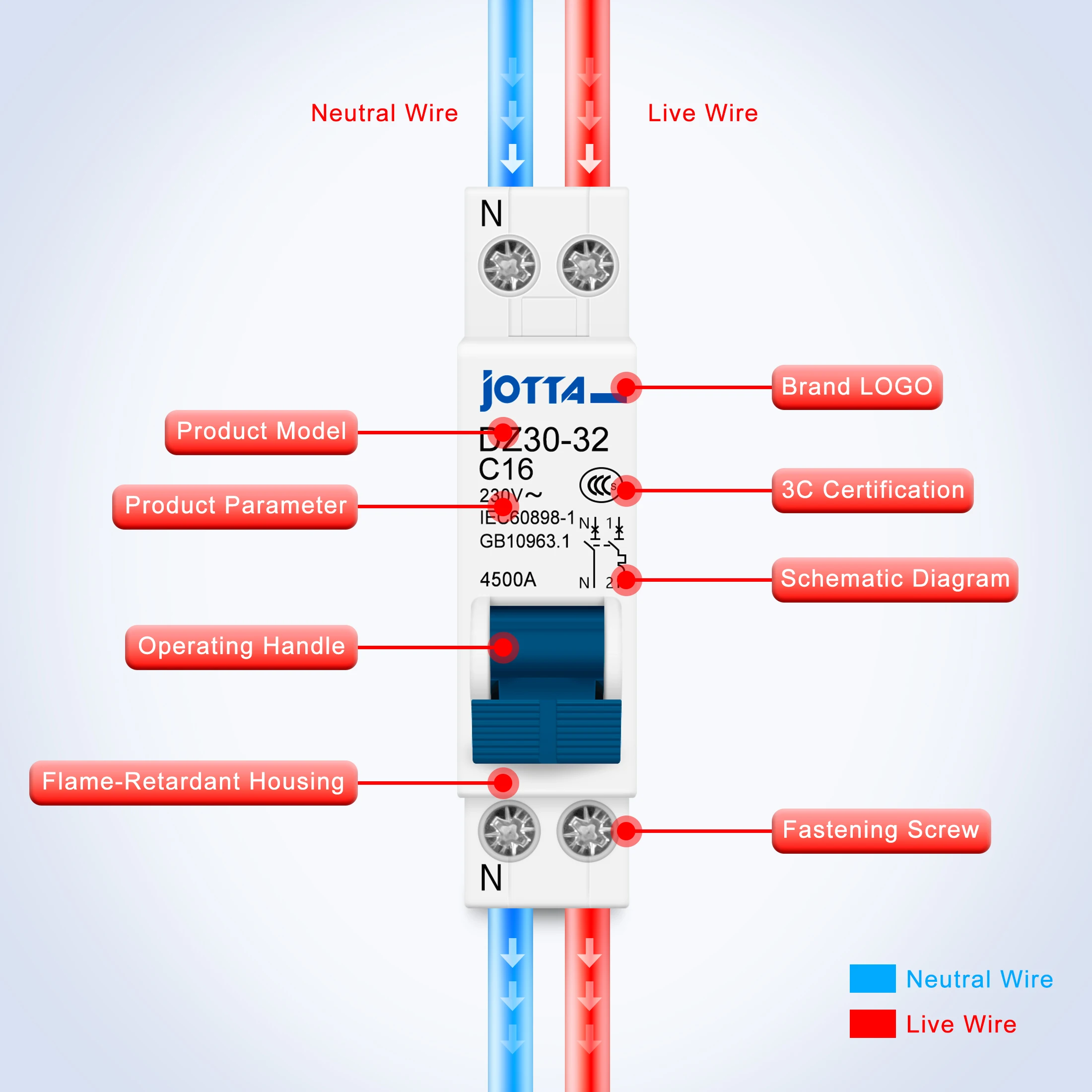 DZ30-32 DPN 1P+N 6A 10A 16A 20A 25A 32A 63A Mini Circuit Breaker MCB Mounting 35mm Din Rail Breaking Household Air Switch