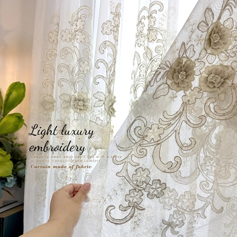 Translucent Chinese Style Light Luxury Carved Embroidery Bay Window for Bedroom and Living Room Custom Size Fashion Jacquard