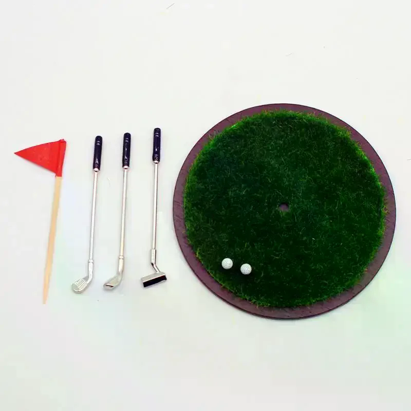 7 stks/set Poppenhuis Mini Golf Club Grasland Model Set Meubels Accessoires Voor Poppenhuis Decor Kids Fantasiespel Speelgoed Gift