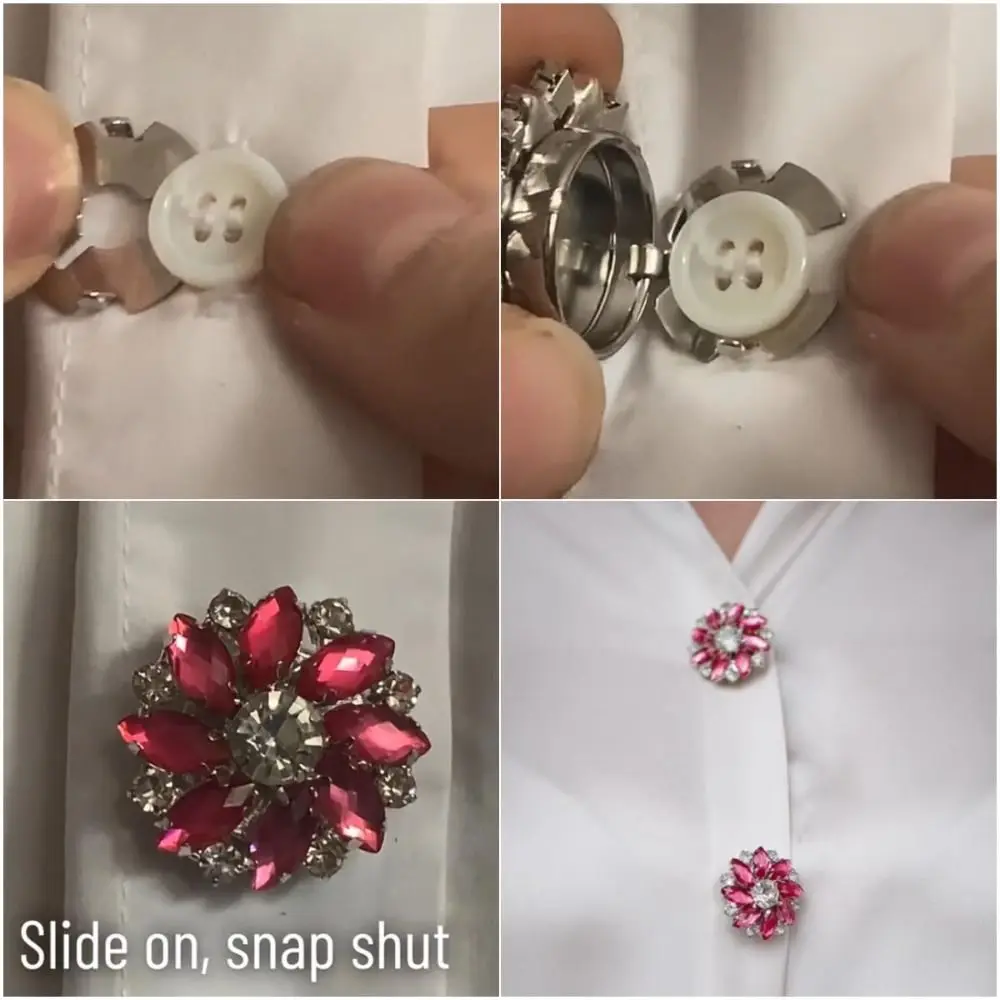 

Чехол на пуговицы со стразами, аксессуары «сделай сам», запонки с цветком из сплава, коробка на пуговицах рубашки для украшения рубашки, платья