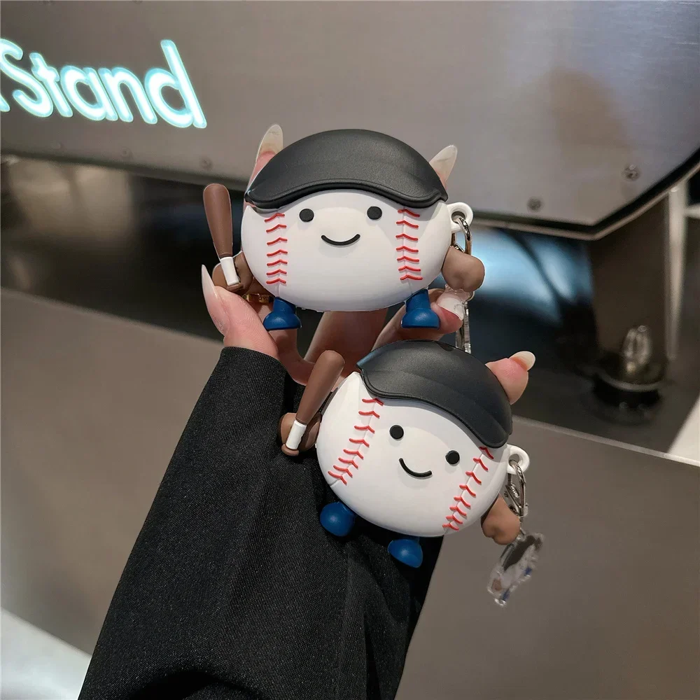 For AirPods Pro2 2nd 3rd generation suit for Apple Airpod 4 earphone Protect Cover Decorate Creative Cool 3D BaseBall Boy Case