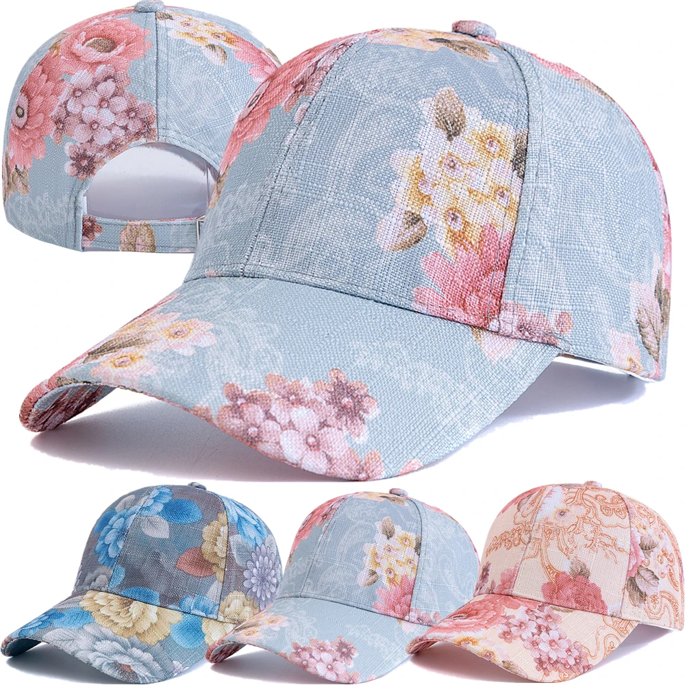 Neue Stil frauen Blume Muster Atmungsaktive Baseball Kappe Casual Outdoor Streetwear Sport Hut Weibliche Dopamin Mode Kappe