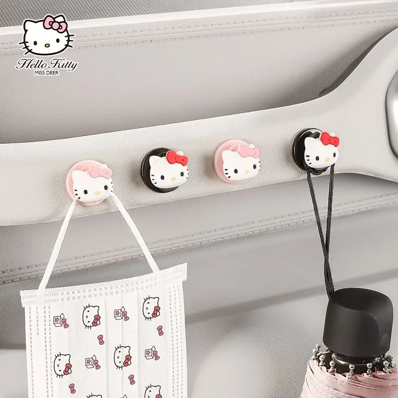 Sanrio Hello Kitty Cute Car Hooks Cartoon Wall-mounted Wall Hook Home Decor Holder Multifunction Masks Keys Organizer Hangers