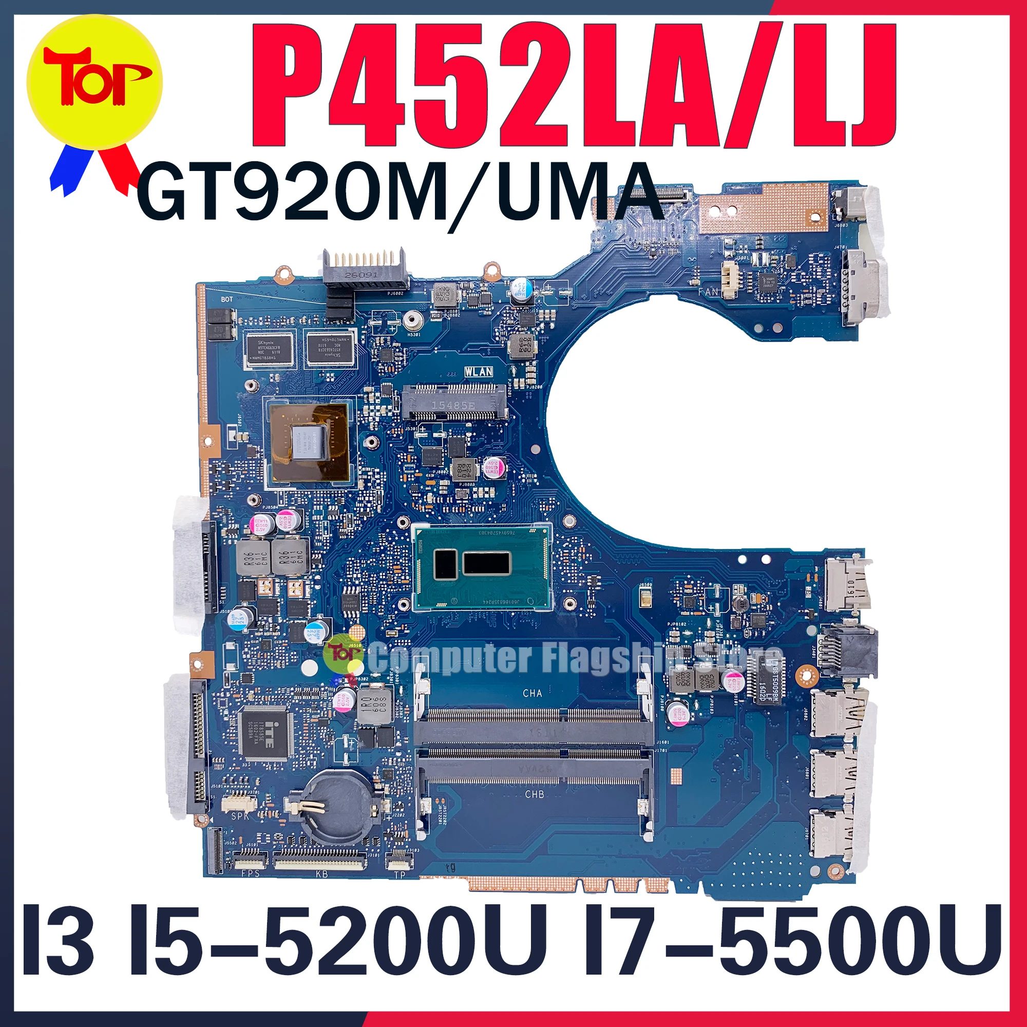 P452LJ Laptop Motherboard Für ASUS P452LA P452L PRO452L PE452 Mainboard I3 I5-5200U I7-5500U 5TH GEN UMA GT920M/V2G 100% arbeits