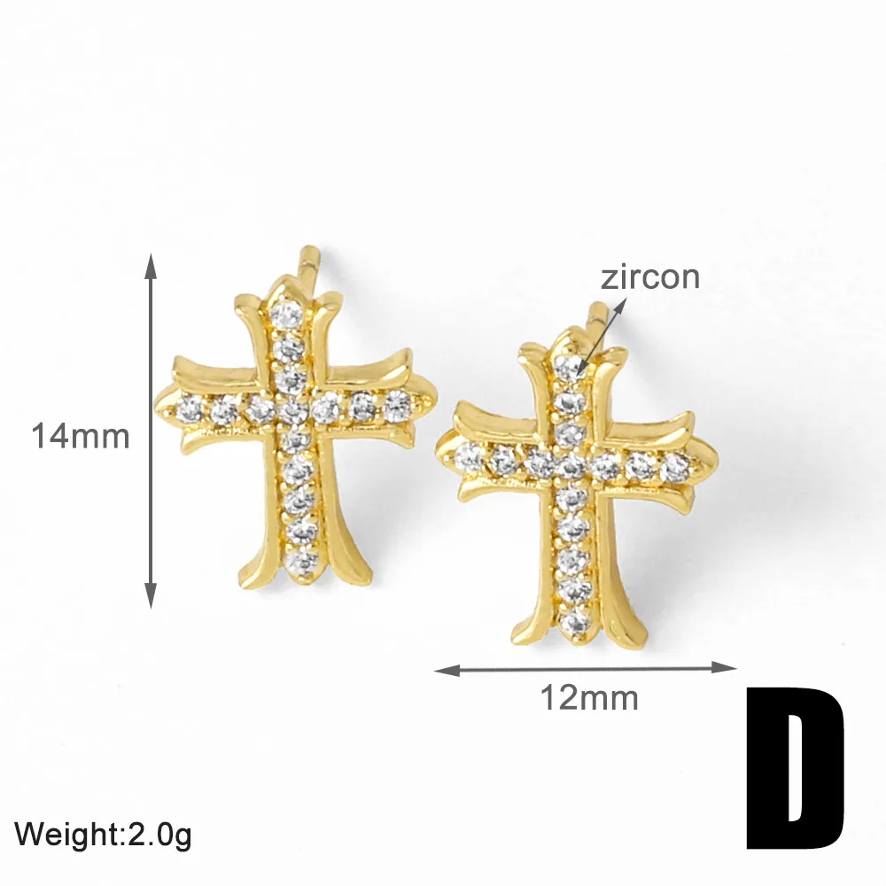 FLOLA Catholic Crystal Cross Stud Earrings for Women Clear Crystal Blessed Cross Ear Studs Small Jewelry Gifts ersa369