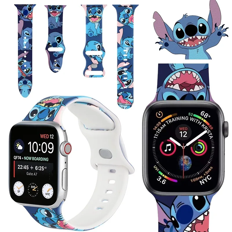 Петля Disney Stitch для Apple Watch Series Band 46 мм 44 мм Ultra 2 49 мм 45-41 мм 40 мм Спортивный браслет IWatch Serie 9 8 7 6 SE Ремешок