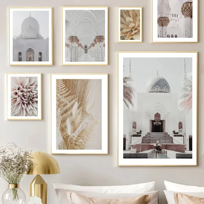 Taj Mahal Nordic Posters And Prints Islamic Religious Build Muslim Wall Art Canvas Painting  Mosque Paintings Room Home Decor