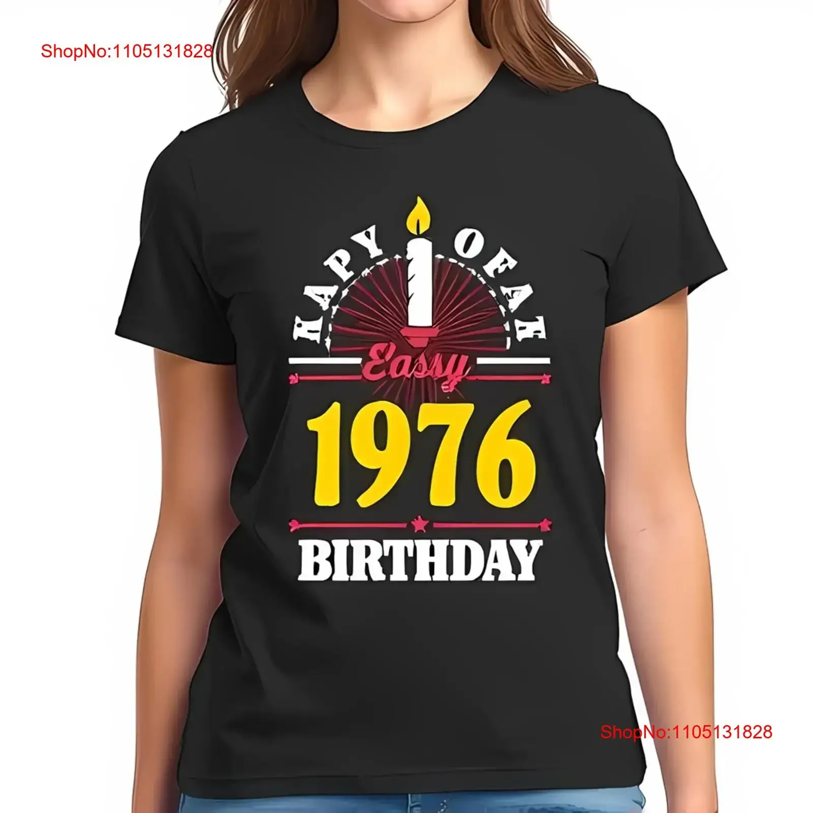 

Винтажная женская футболка на день рождения 1976, стильный дизайн свечи, винтажный стираный слегка топ из хлопка для повседневной носки с графикой