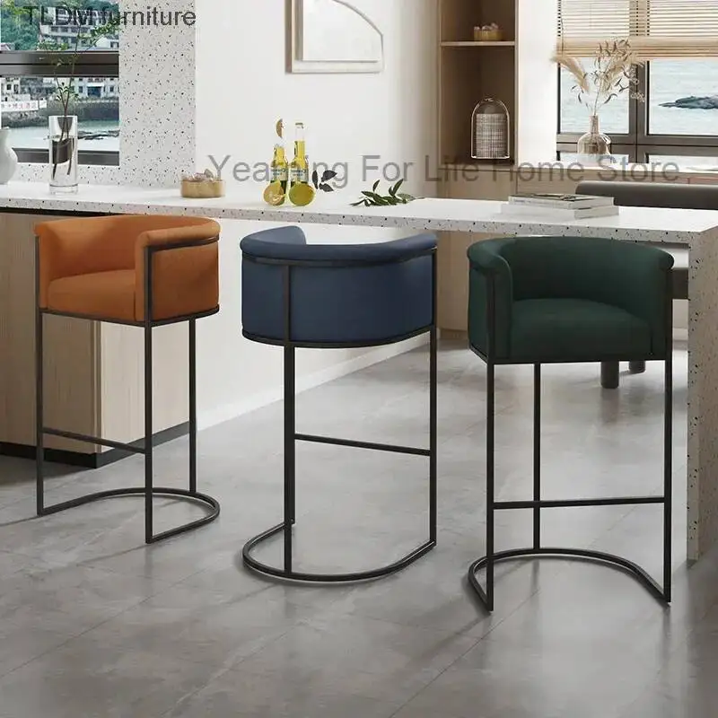 Luxury Nordic Accent Design Chair Pink Desk Ergonomic Bar Bar High Chair Counter Stool Cadeira Alta Salon Furniture YX50BC