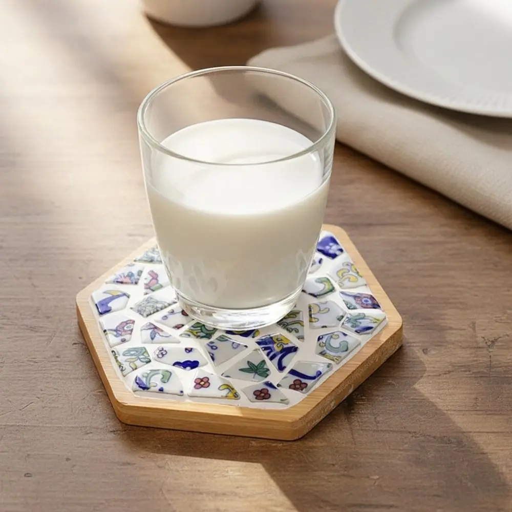 Chinese Style Blue White Porcelain Coaster Material Kit Heat-resistant Smooth Granular Edge Blue White Porcelain Placemat