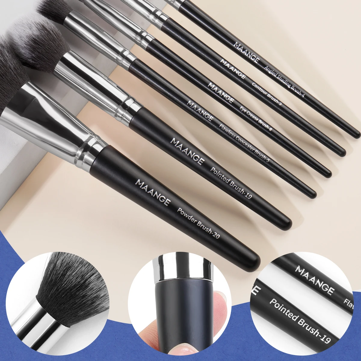 MAANGE 20PCS Makeup Brushes Set with Box Foundation Powder Eyeshadow Blending Eyelash Lip Portable Brush Tools Kit for Make up