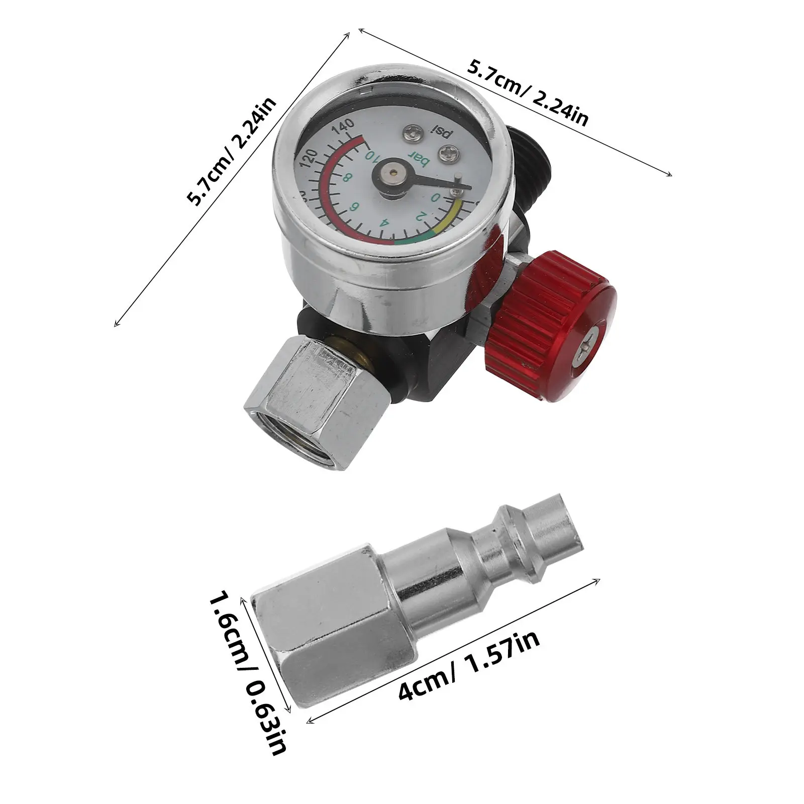 Air Pressure Regulator Gauge for Paint Sprayer, Compressor, Automotive & Furniture Spray Systems