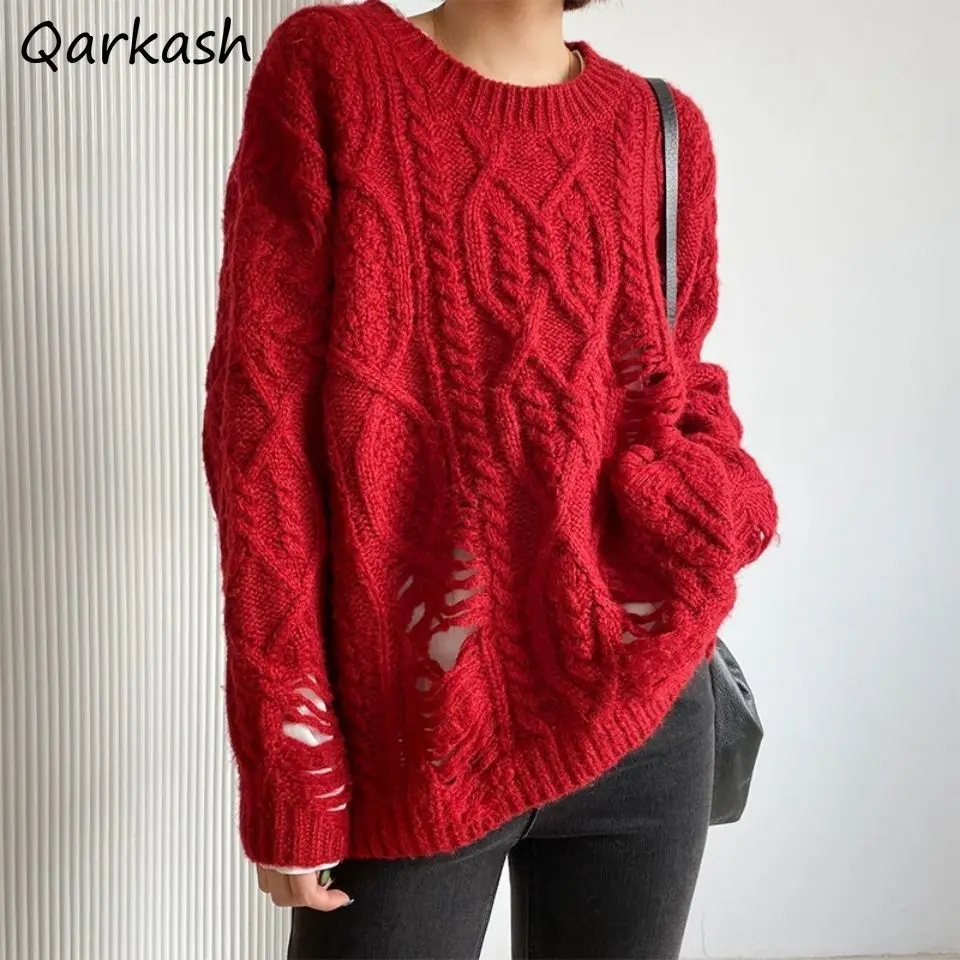 

Pullovers Women Solid Hollow Out Design Stylish Sweaters College All-match Spring 9 Colors Leisure Streetwear Harajuku Soft Ins