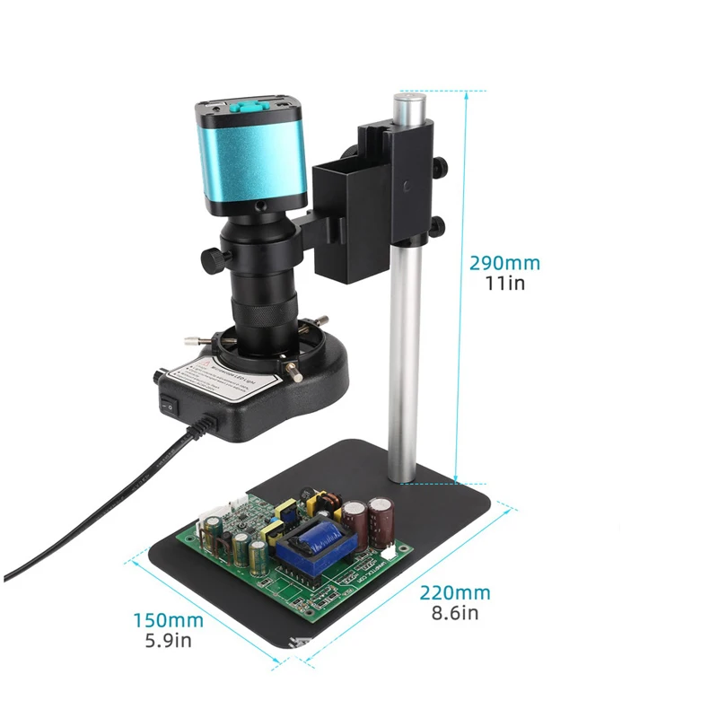 

1600 W 4 K Industrial Video Microscope Cell Phone Repair 130X Zoom Camera Long LED Lights Used In Digital Image Acquisition