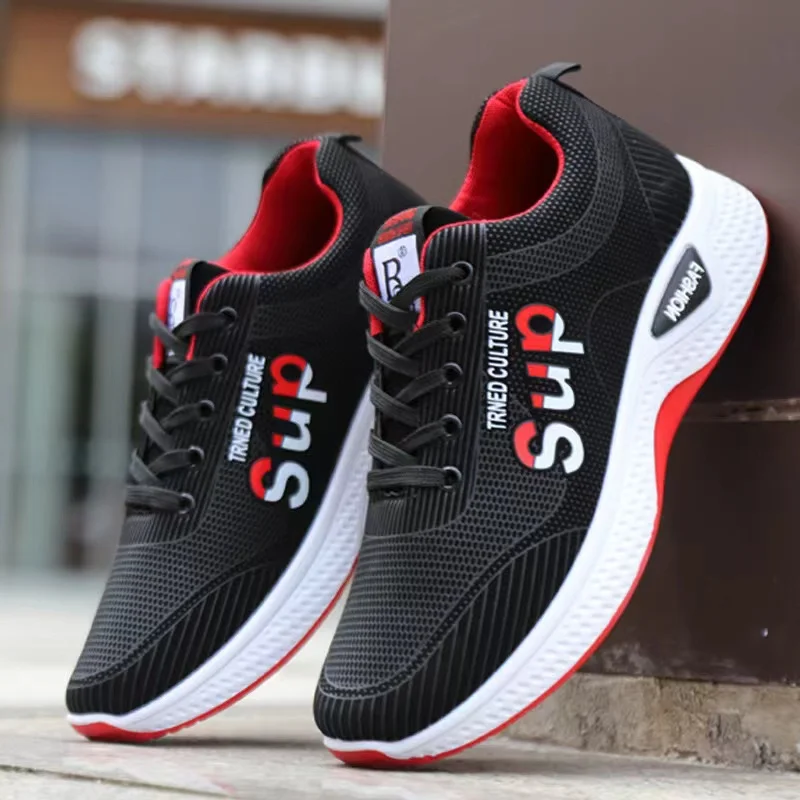 Male sneakers Men\'s breathable mesh lightweight casual sports shoes summer soft sole outdoor running shoes youth walking shoes