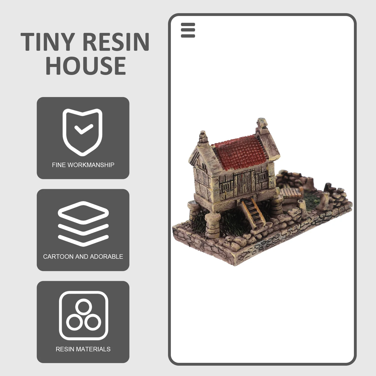 منزل مصغر من الحجر الراتنج، كوخ متين للمناظر الطبيعية الصغيرة، ديكور للحديقة، ديكور منزلي صغير رائع #3