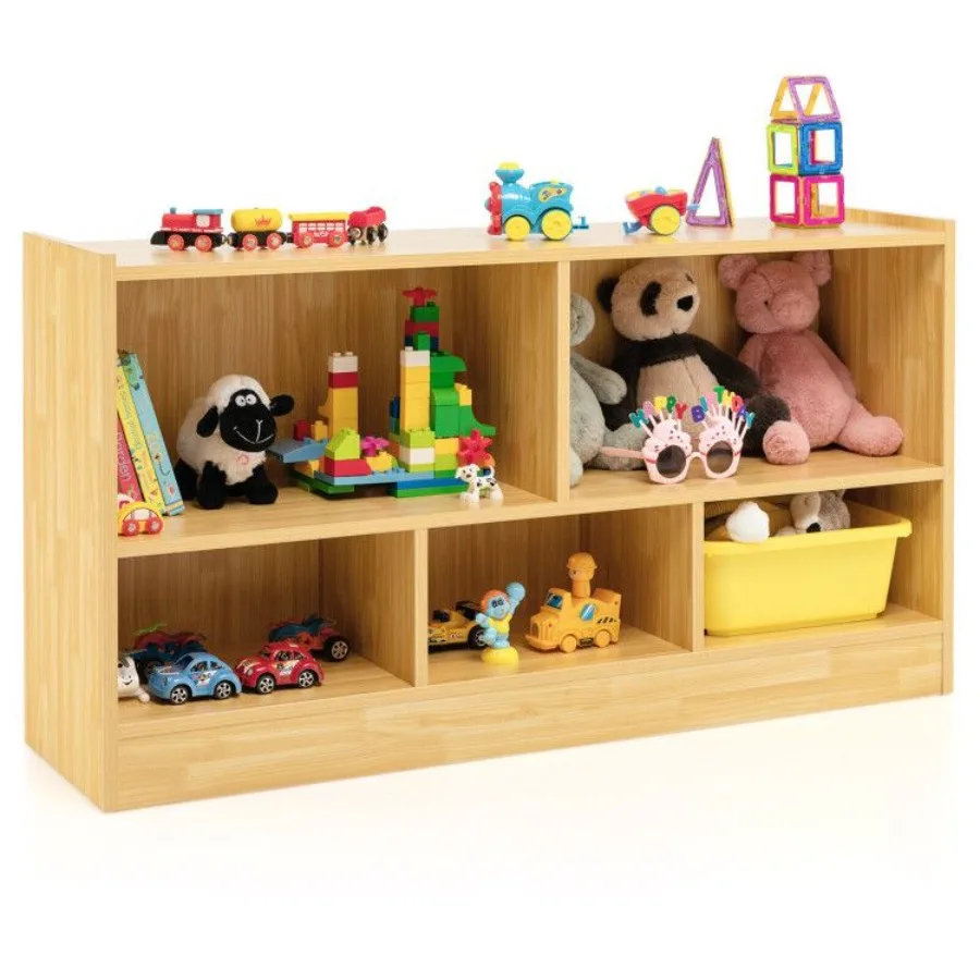 

2Shelf Bookcase 5Cube Wood Toy Storage Cabinet Organizer